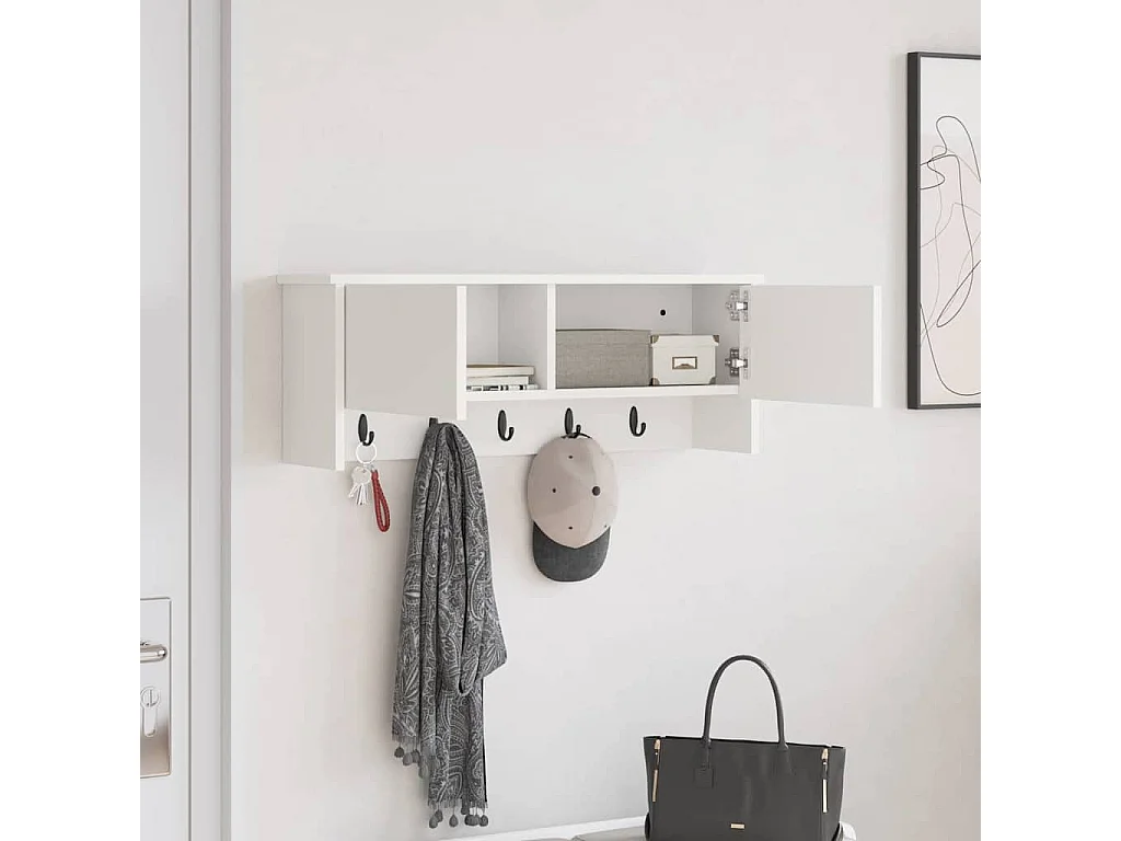 Porte-manteau mural Blanc 80 x 20 x 30 cm Bois d'ingénierie