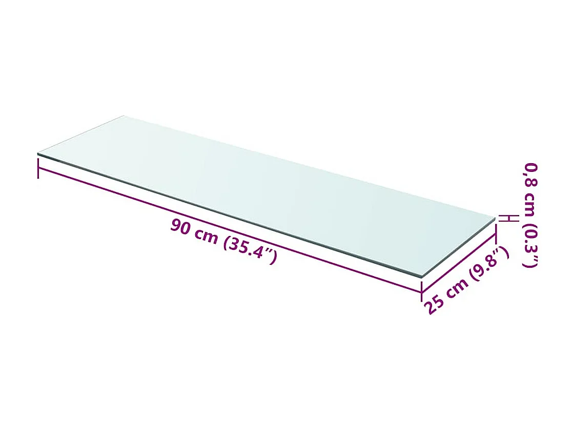 Panneau pour étagère Verre transparent 90 x 25 cm
