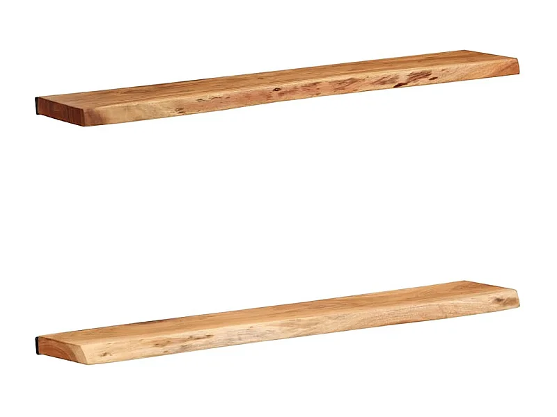 Étagères murales 2 pcs 100x20x3,5 cm bois massif d'acacia