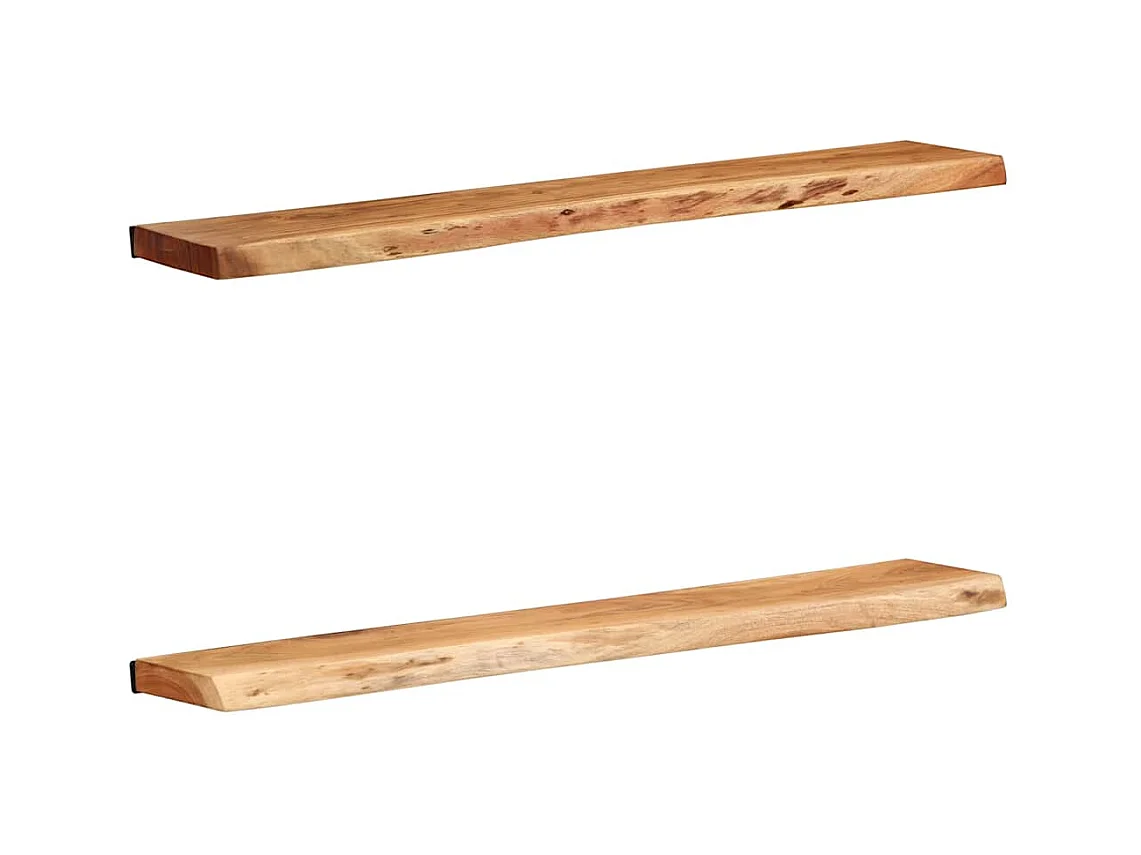 Estantes de pared 2 uds 100x20x3,5 cm madera maciza de acacia