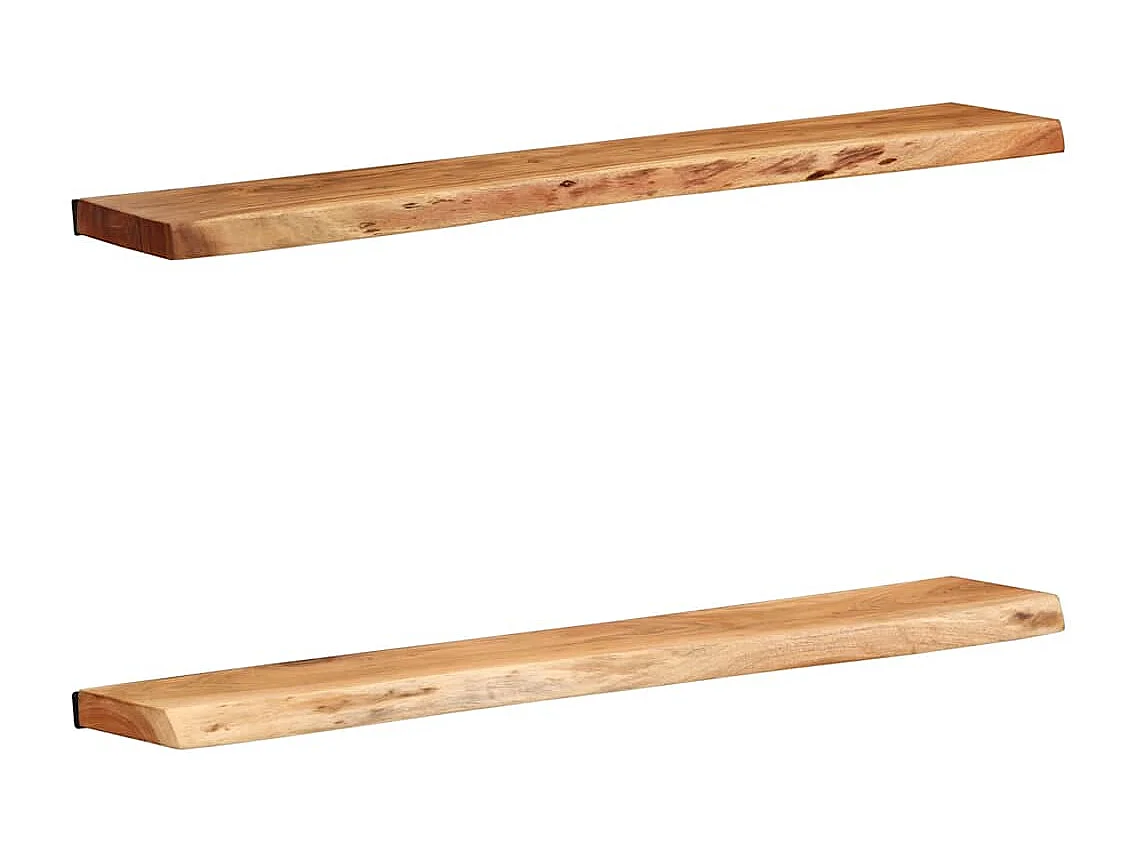 Mensole da parete 2 pezzi 100x20x3,5 cm in legno massello di acacia