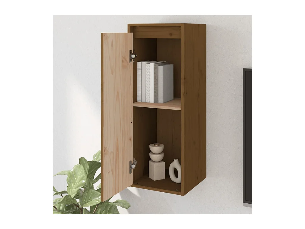 armarios de pared marrón miel de 30 x 30 x 80 cm, madera maciza de pino.