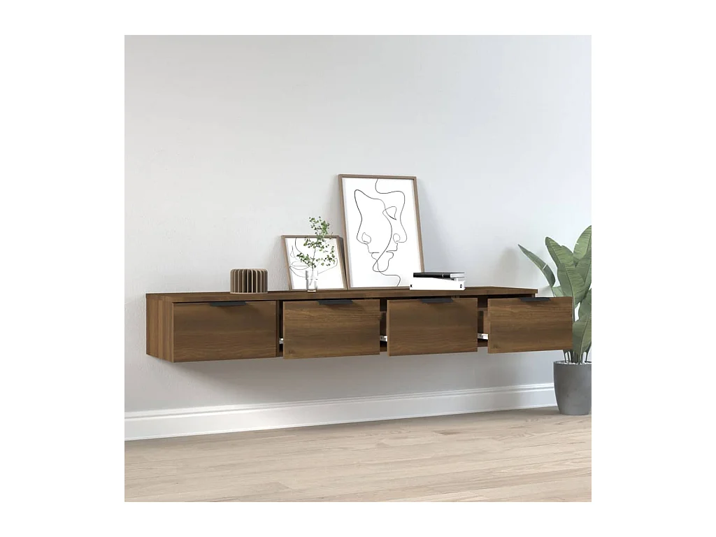 stuks wandkasten bruin eiken 68x30x20cm bewerkt hout