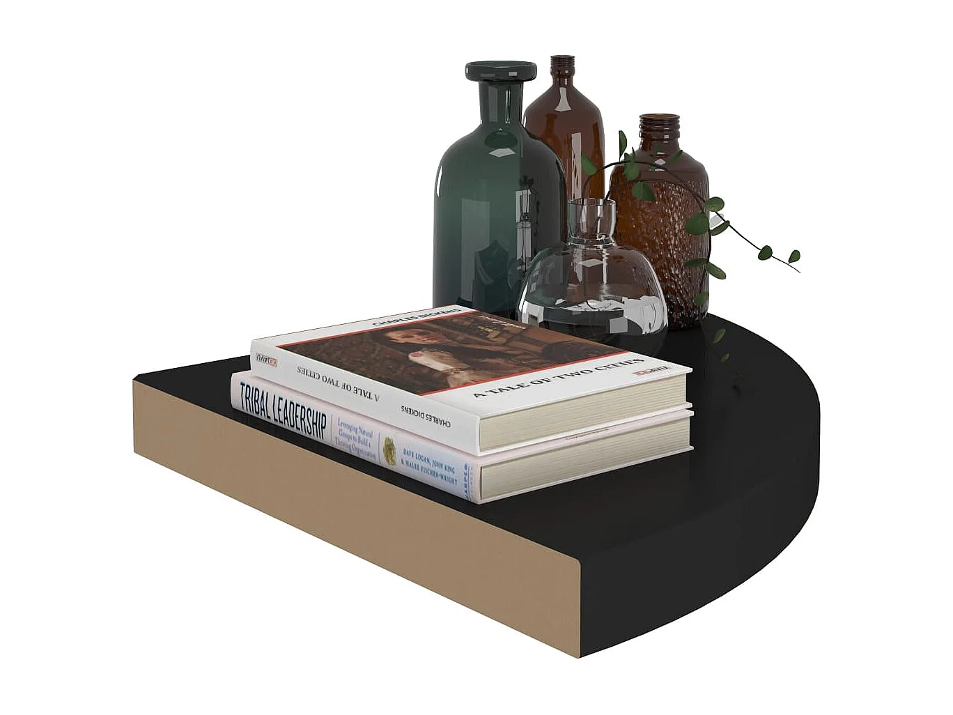 Étagères d'angle flottantes 2 pcs noir 35x35x3,8 cm MDF