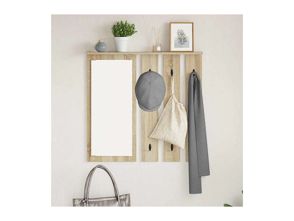 Porte-manteau mural avec étagère Chêne sonoma 84 x 10 x 80 cm