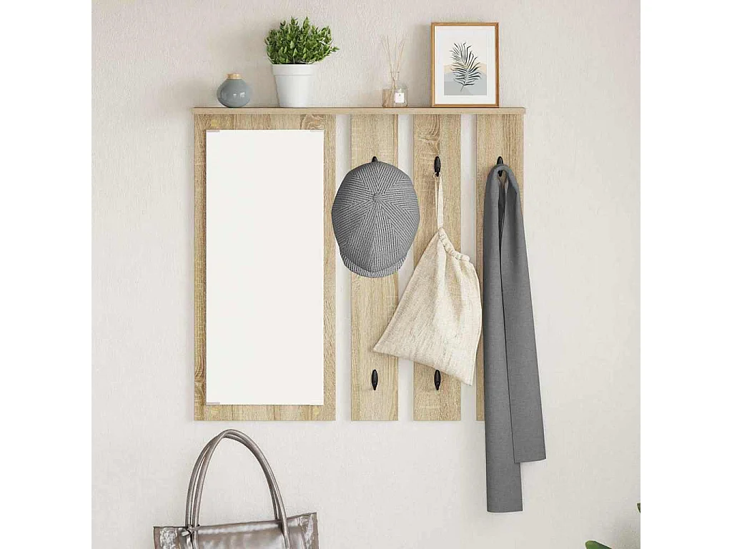 Porte-manteau mural avec étagère Chêne sonoma 84 x 10 x 80 cm