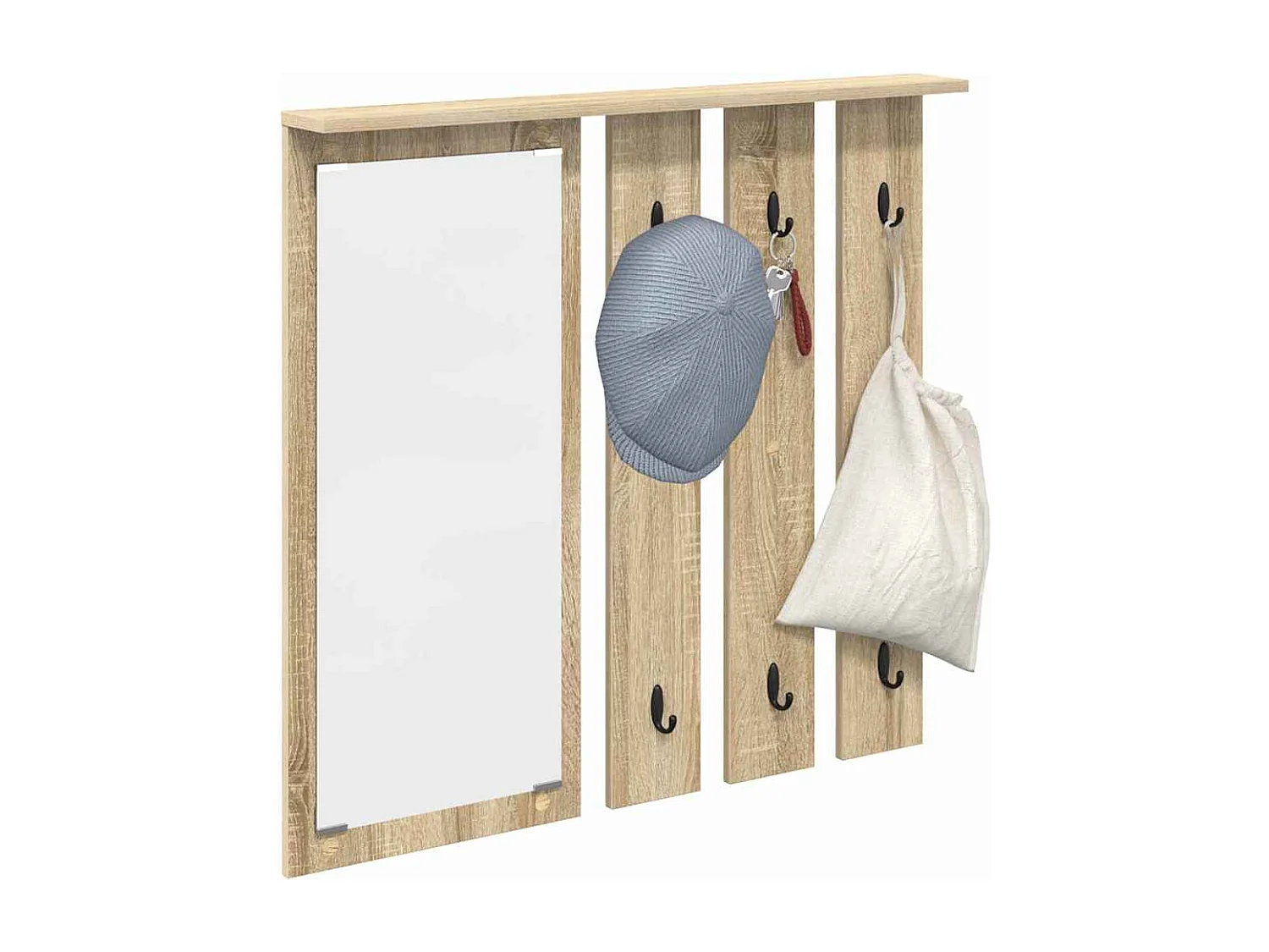 Appendiabiti da parete con ripiano in rovere Sonoma 84 x 10 x 80 cm