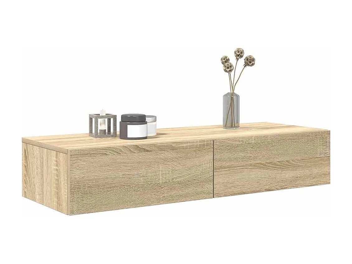 Wandplank met lades Sonoma eiken bewerkt hout
