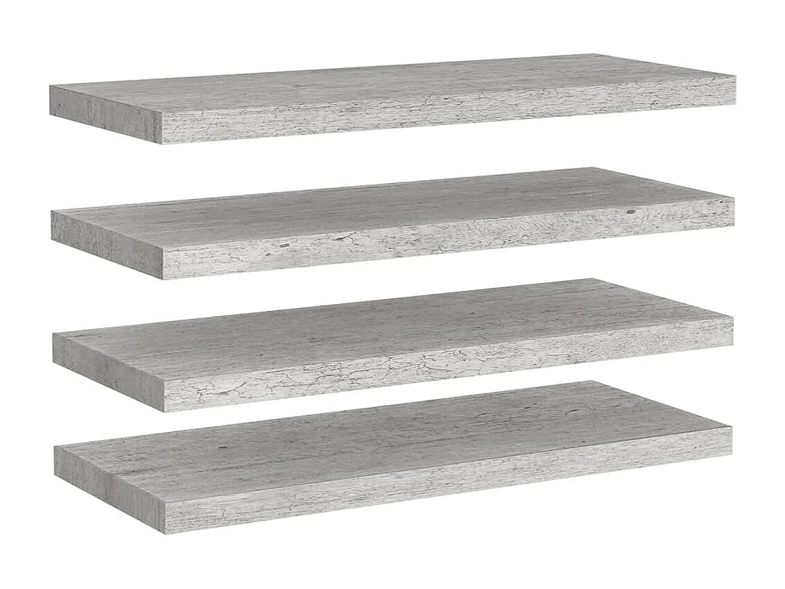 Étagères murales flottantes 4 pcs gris béton 80x23,5x3,8 cm MDF