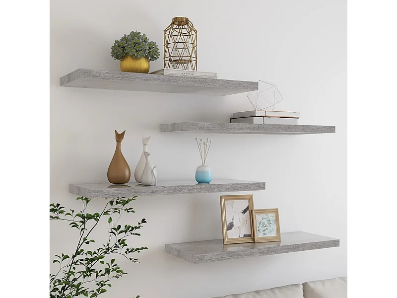 Étagères murales flottantes 4 pcs gris béton 80x23,5x3,8 cm MDF