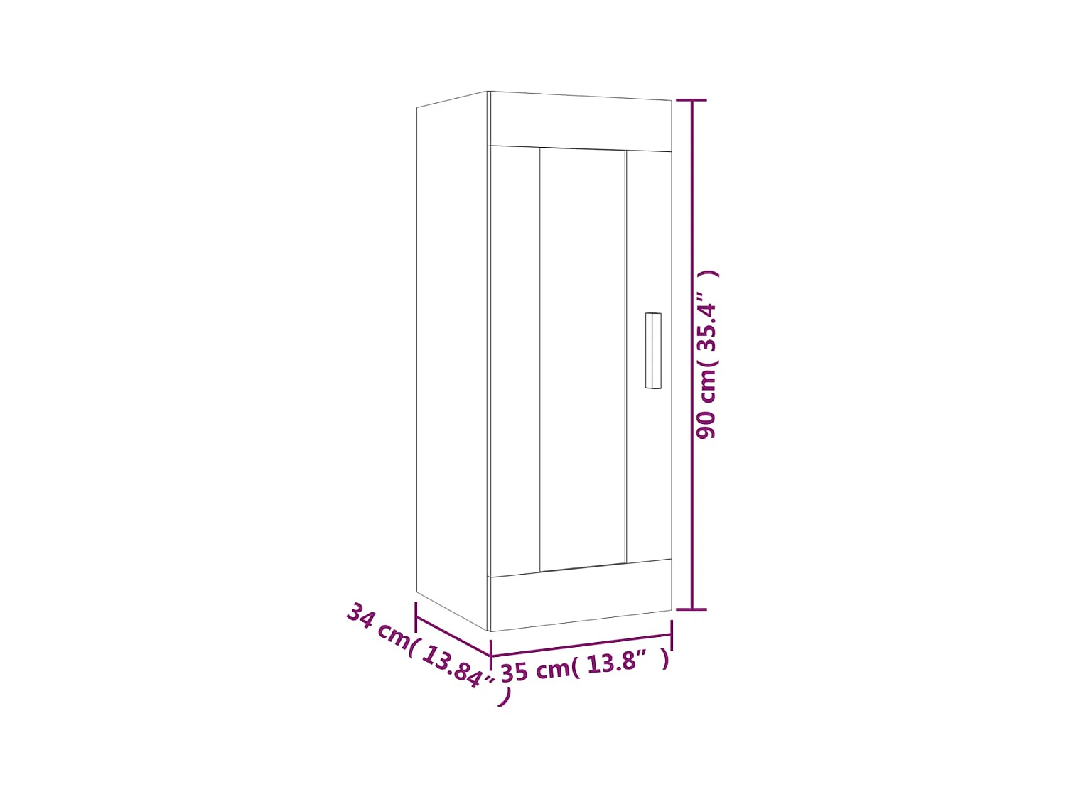 Mobiletto da parete grigio cemento 35x34x90 cm in legno ingegnerizzato