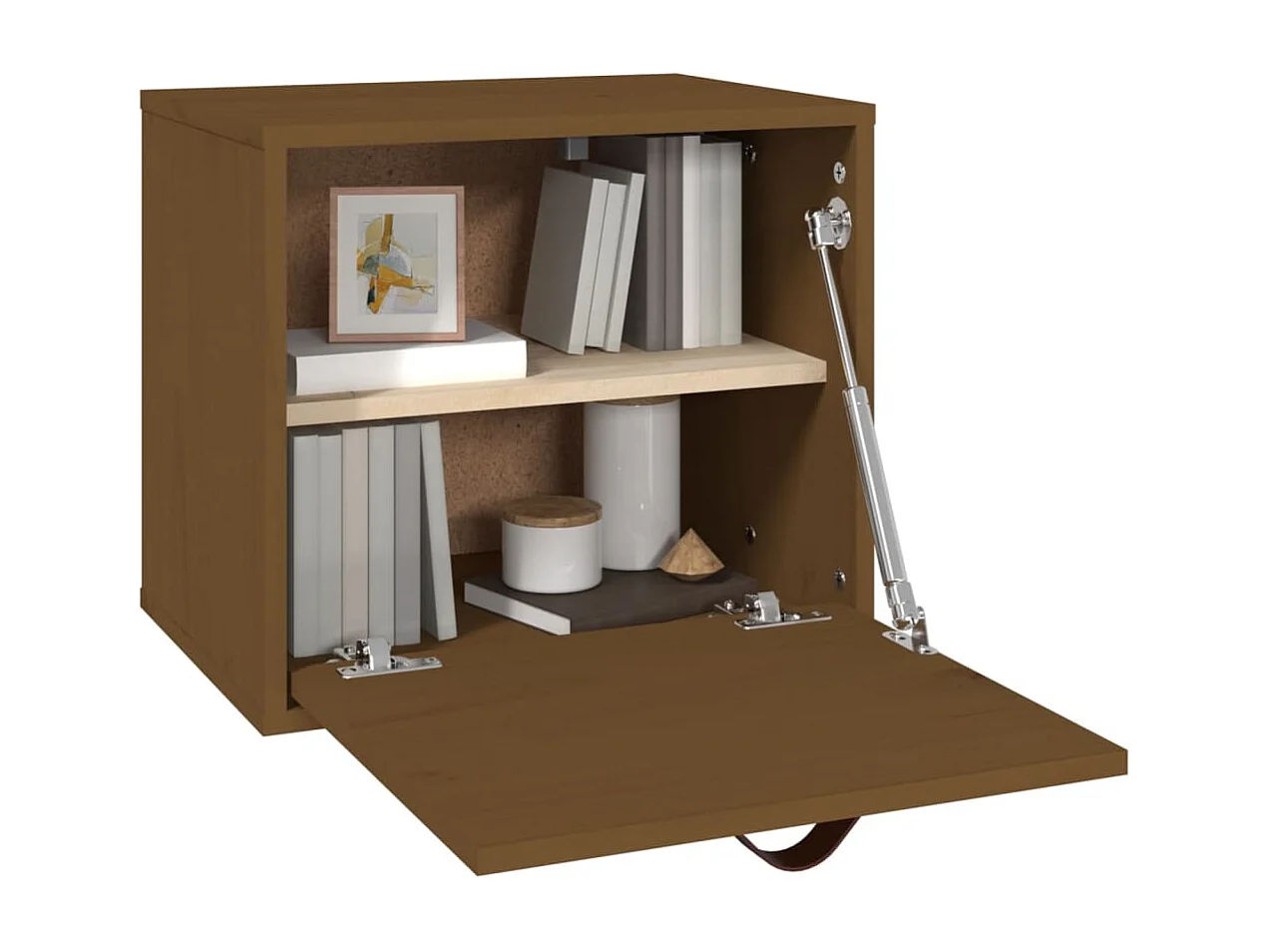 Mobiletto da parete color miele 40x30x35 cm in legno massello di pino