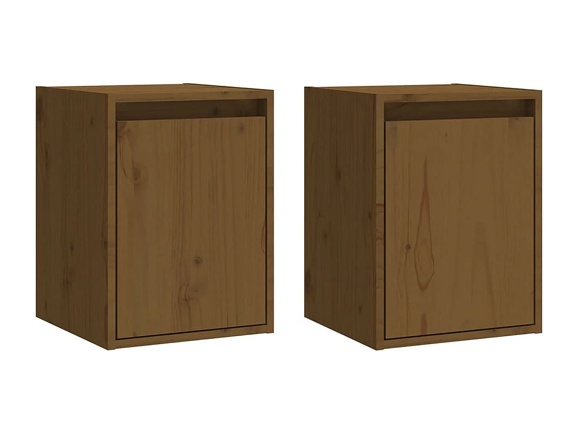 Armarios de pared 2 uds Marrón miel 30x30x40 cm Pino macizo