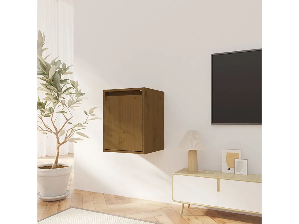 Armarios de pared 2 uds Marrón miel 30x30x40 cm Pino macizo