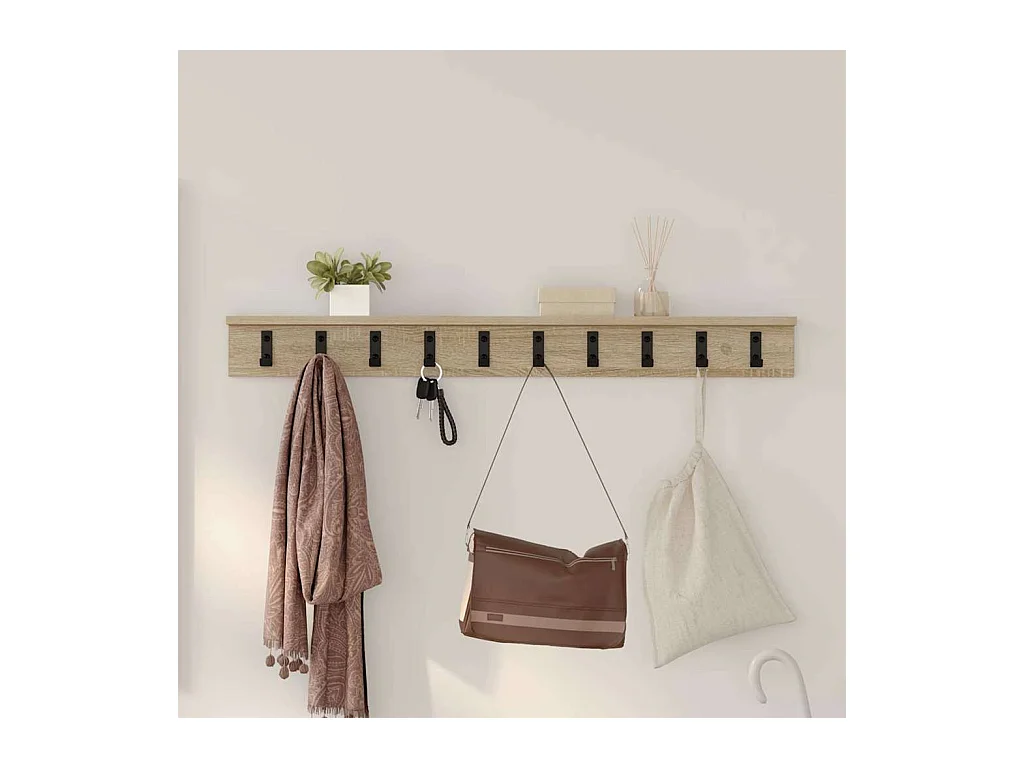 Porte-manteau mural Chêne sonoma 100 x 10.5 x 10.5 cm