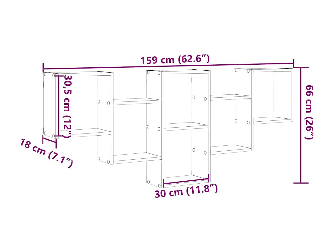 Estantería de pared de hormigón gris 159x18x66 cm madera de ingeniería
