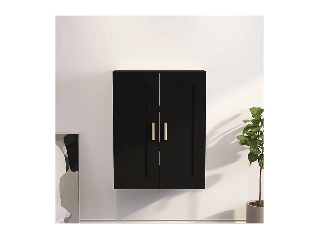 Mobiletto da parete nero 69,5x32,5x90 cm in legno ingegnerizzato
