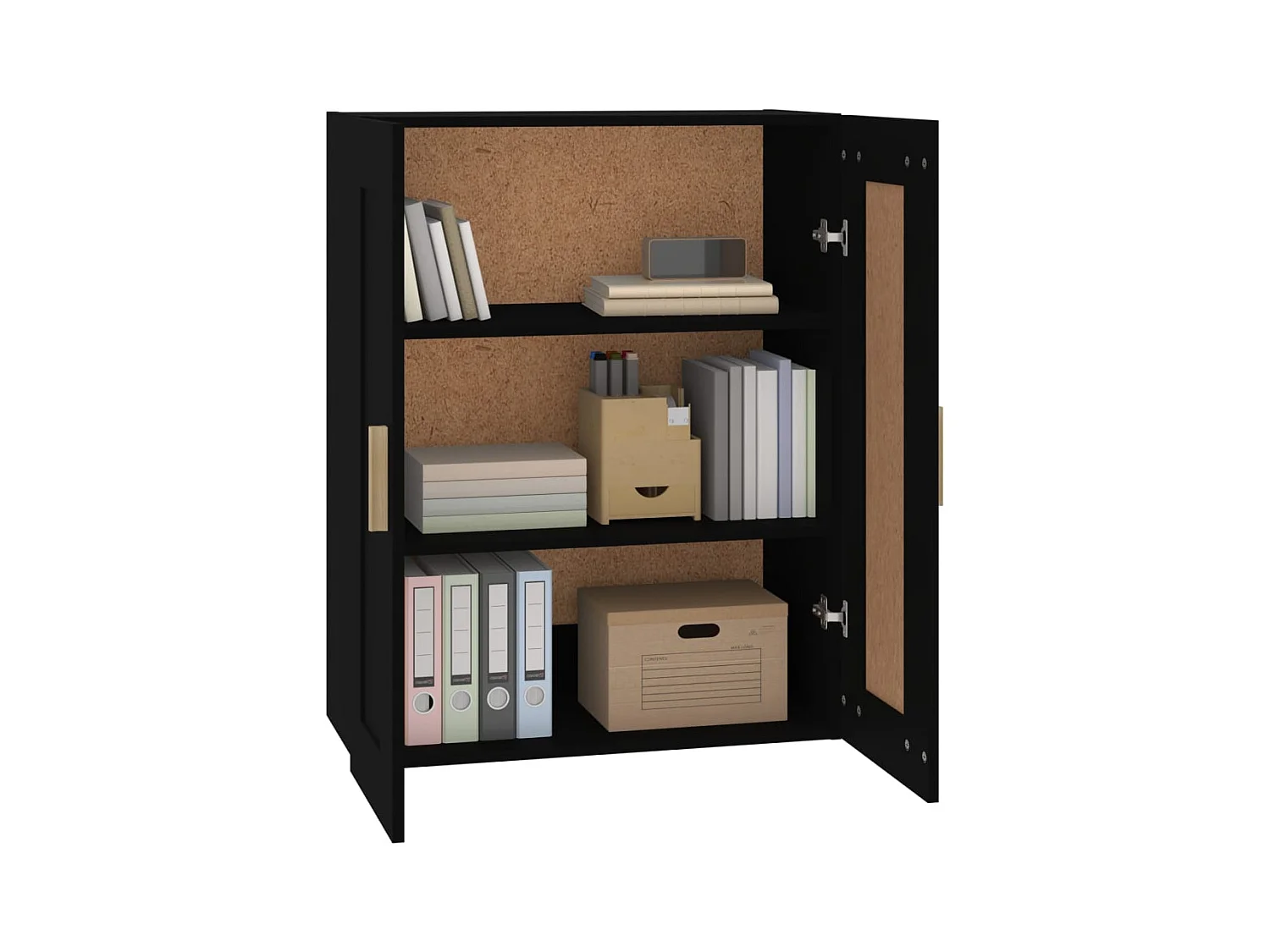 Mobiletto da parete nero 69,5x32,5x90 cm in legno ingegnerizzato