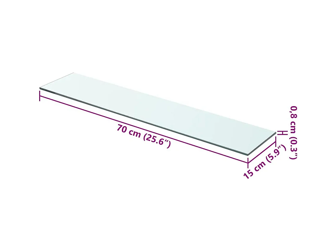 Panneau d’étagère Verre transparent 70 x 15 cm