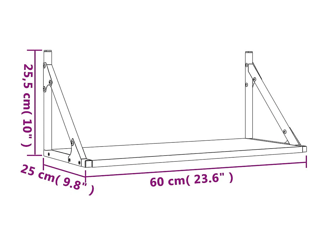 estantes de pared gris sonoma 60x25x25,5 cm madera de ingeniería
