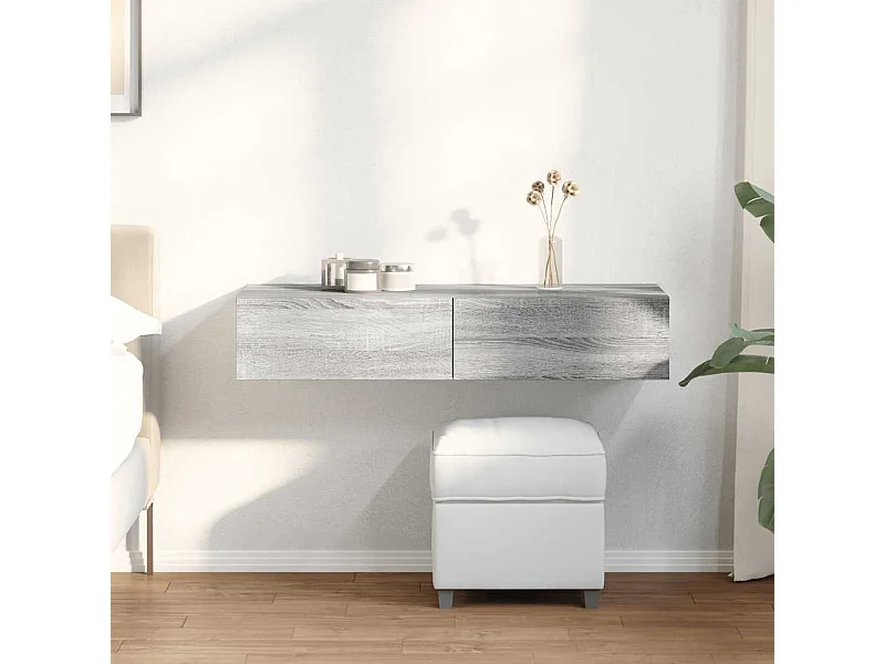 Estante de pared de madera de ingeniería gris Sonoma con cajones