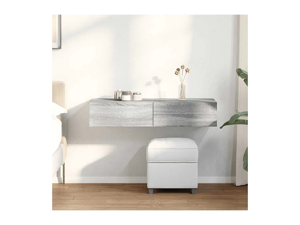 Estante de pared de madera de ingeniería gris Sonoma con cajones