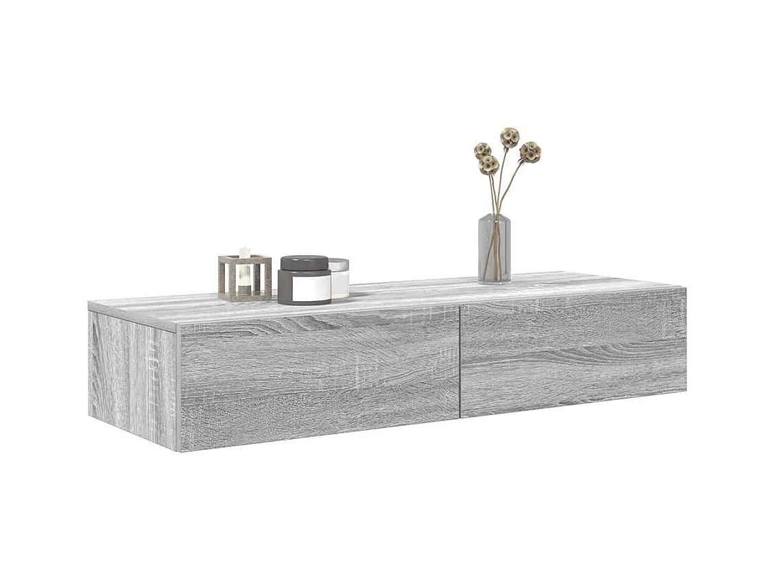 Estante de pared de madera de ingeniería gris Sonoma con cajones