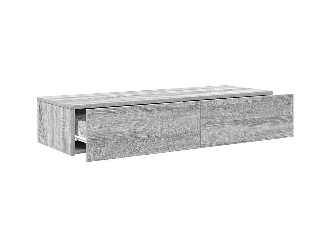 Estante de pared de madera de ingeniería gris Sonoma con cajones