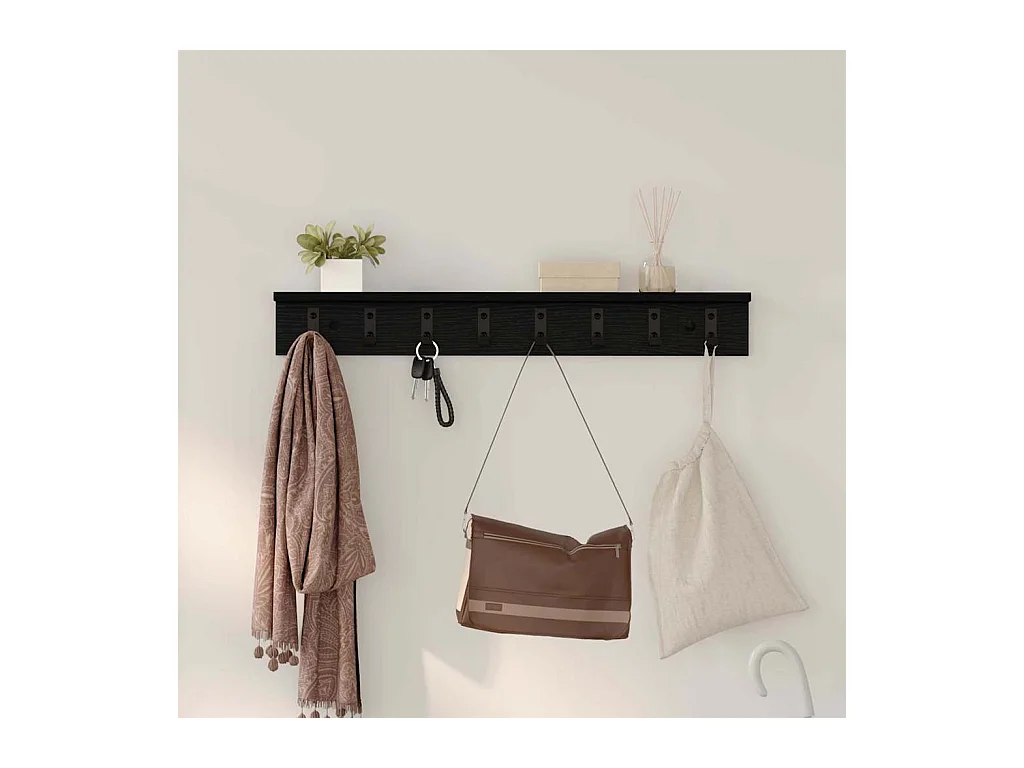 Porte-manteau mural avec étagère Chêne noir 80 x 10.5 x 10.5 cm