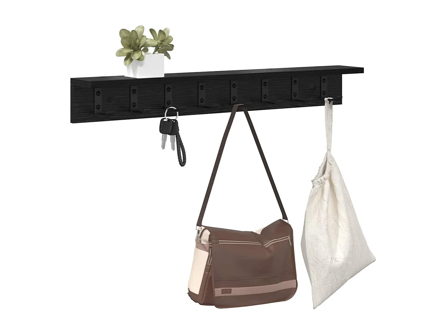 Wandkapstok met plank Zwart eiken 80 x 10,5 x 10,5 cm