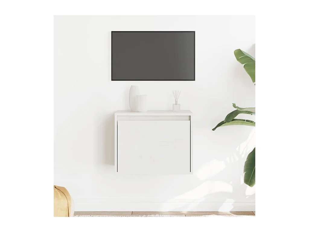 Pensile Bianco 45x30x35 cm Legno massello di pino