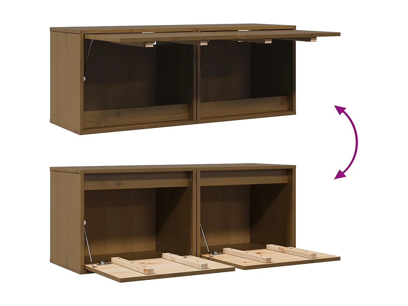 armarios de pared marrón miel de 45 x 30 x 35 cm, madera maciza de pino.