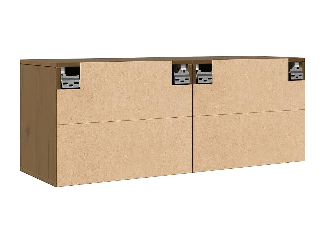 Armoires murales 2pcs Marron miel 45x30x35cm Bois de pin massif