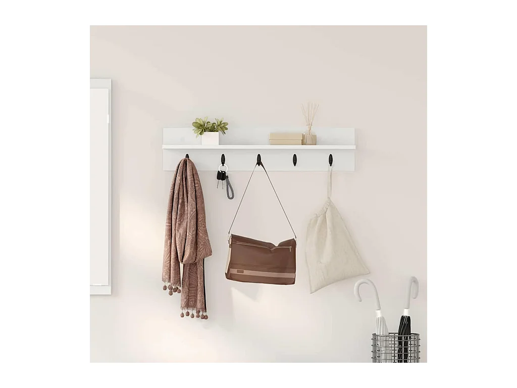 Perchero de pared Blanco 80 x 10,5 x 18 cm Madera de ingeniería