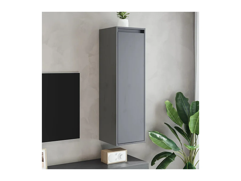 Armarios de pared 2 uds Gris 30x30x100 cm Madera maciza de pino