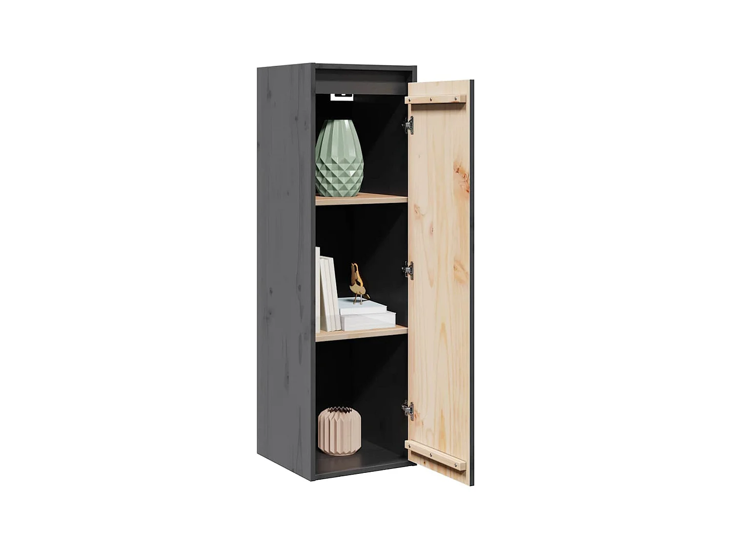 Armarios de pared 2 uds Gris 30x30x100 cm Madera maciza de pino