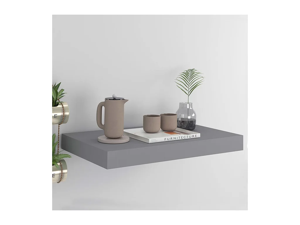 Estantería flotante de pared gris 40x23x3,8 cm MDF