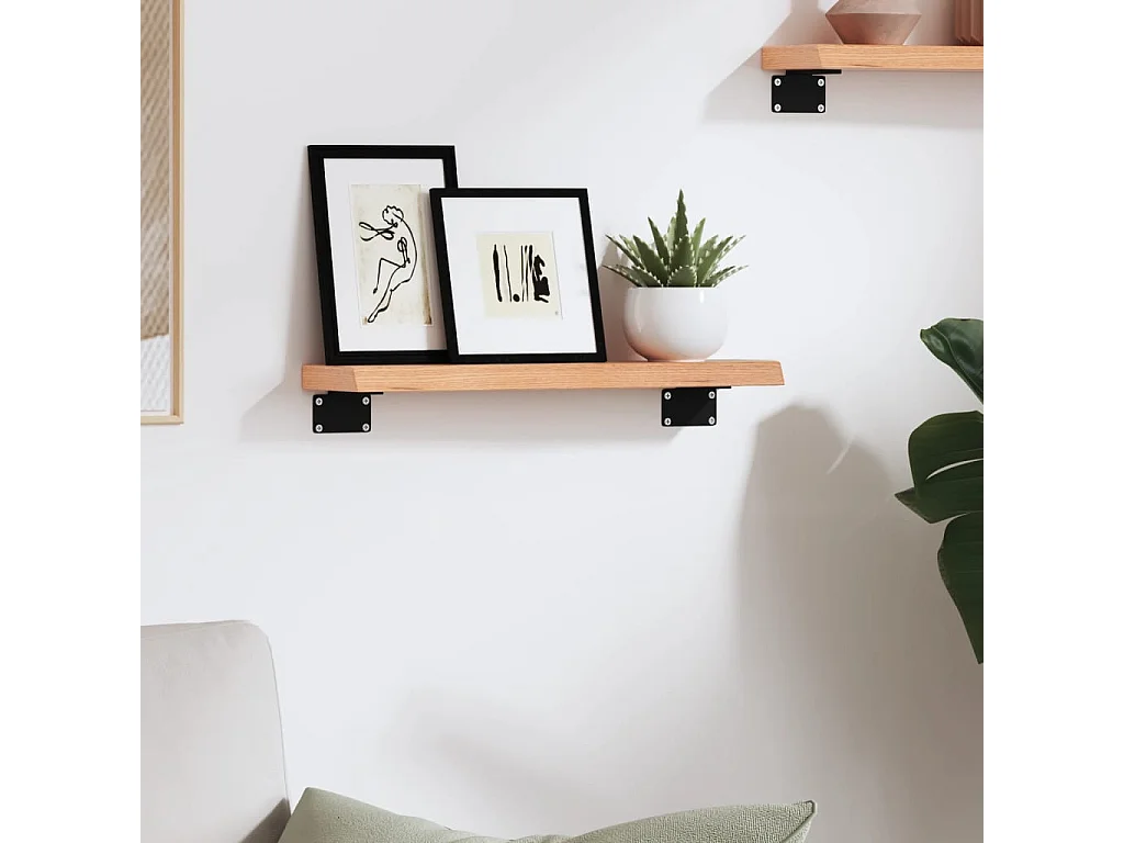 Lichtbruine wandplank 40x10x2 cm massief behandeld eikenhout