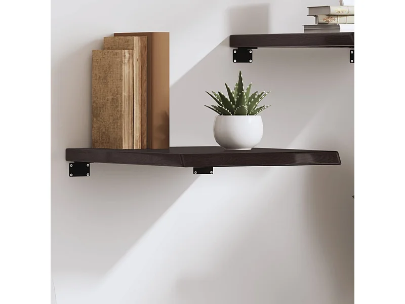 Estante de pared marrón oscuro fabricado en madera maciza de roble tratada