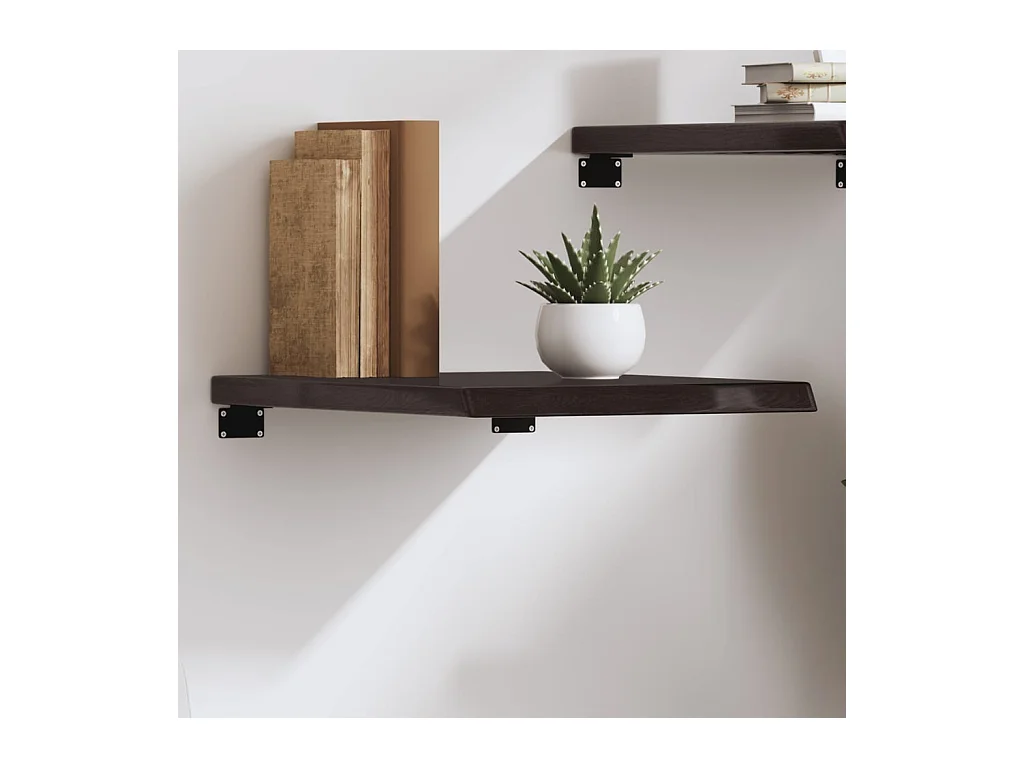 Estante de pared marrón oscuro fabricado en madera maciza de roble tratada