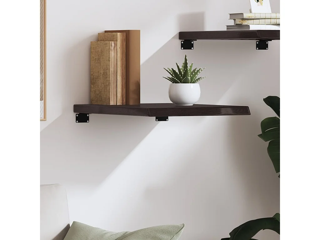 Estante de pared marrón oscuro fabricado en madera maciza de roble tratada