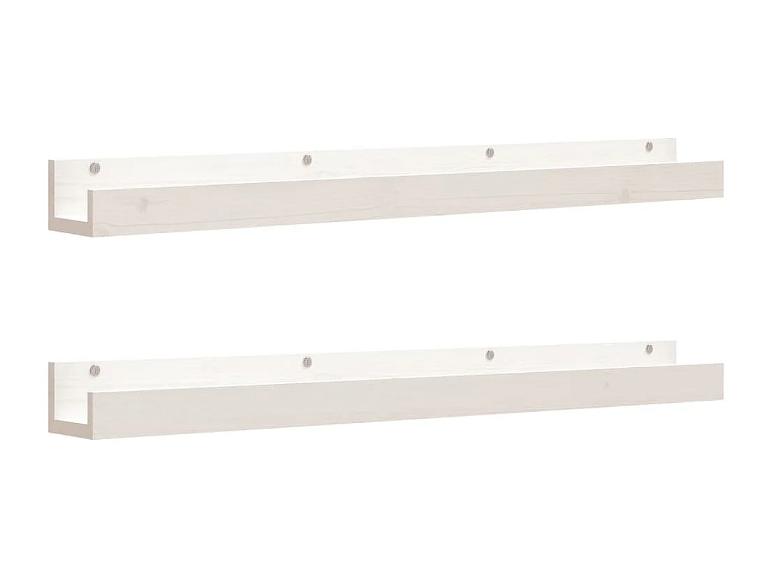 Estantes de pared 2 uds Blanco 110x12x9 cm Madera maciza de pino