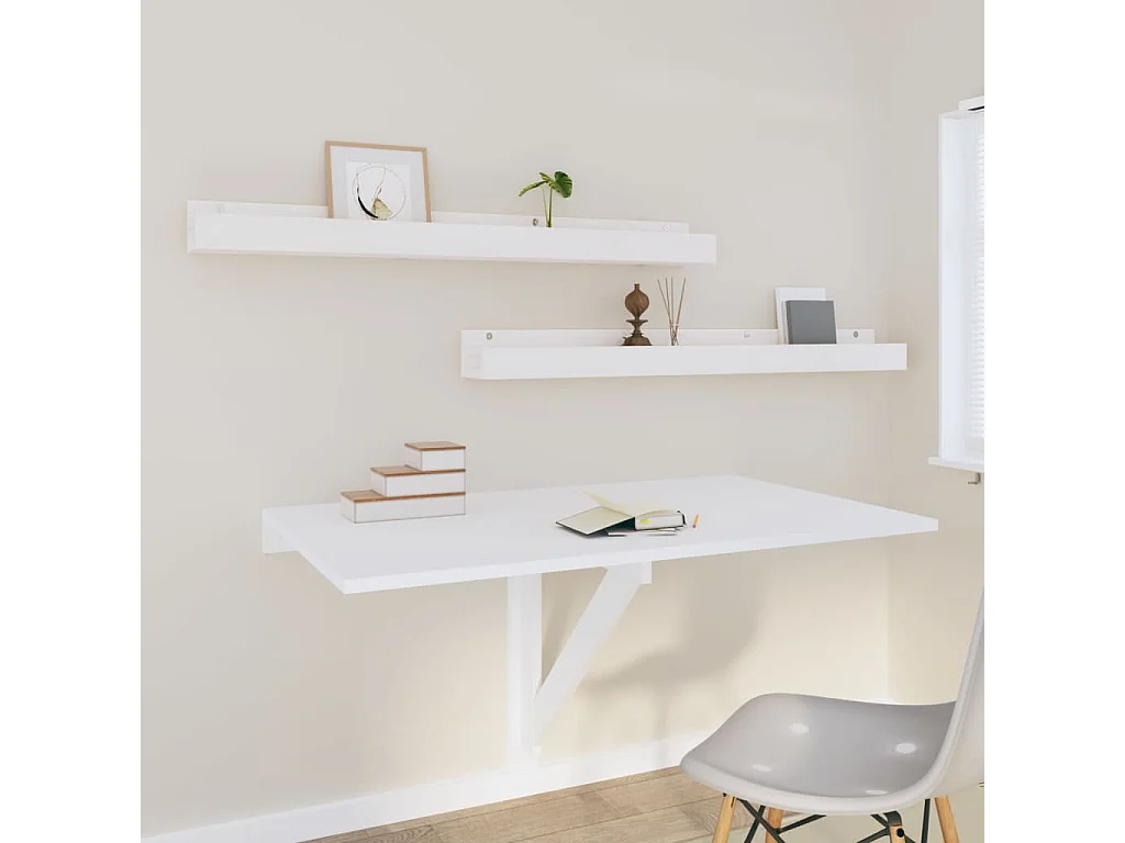 Estantes de pared 2 uds Blanco 110x12x9 cm Madera maciza de pino