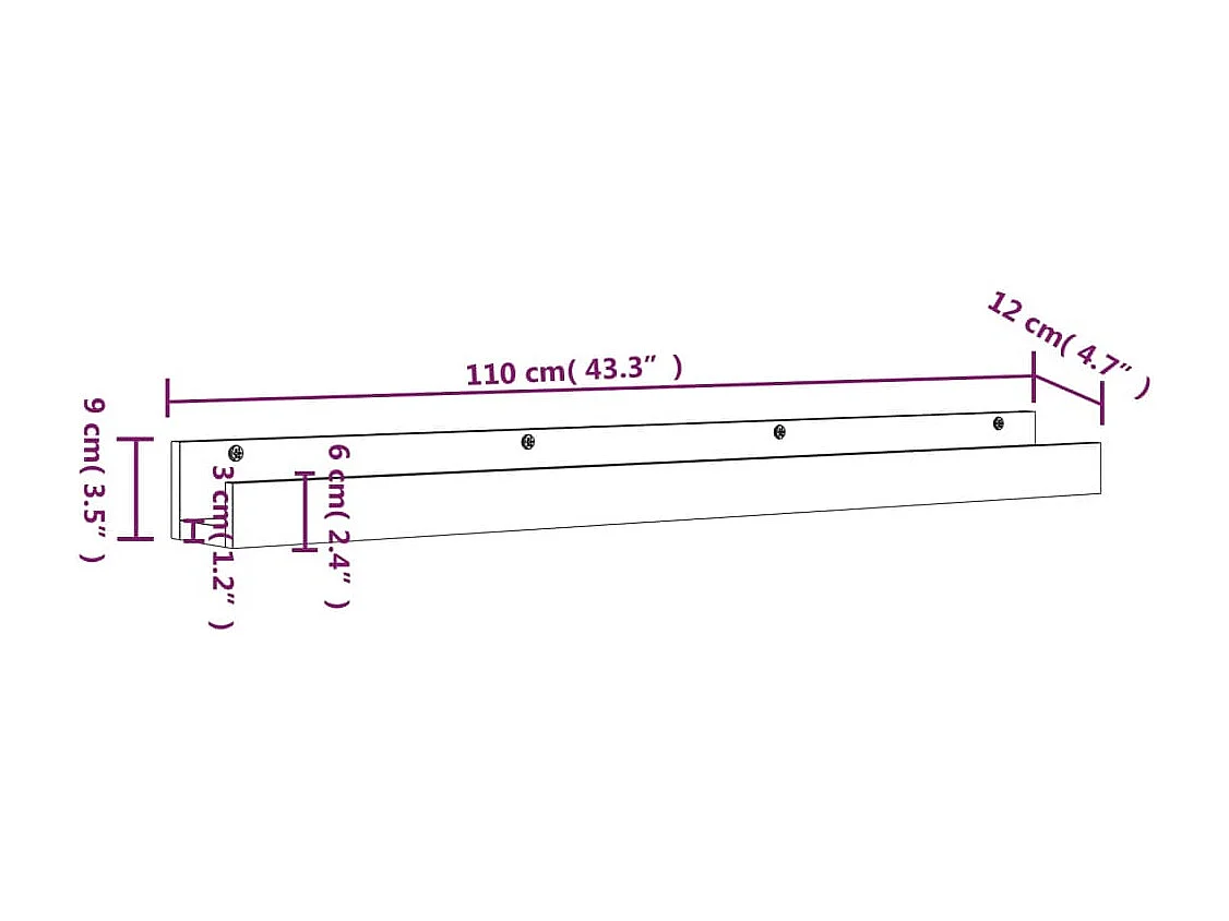 Estantes de pared 2 uds Blanco 110x12x9 cm Madera maciza de pino
