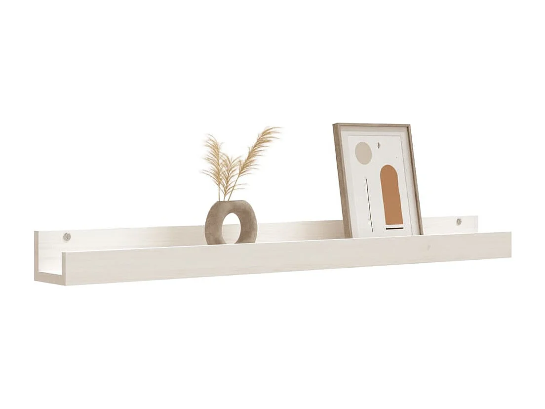 Estantes de pared 2 uds Blanco 110x12x9 cm Madera maciza de pino