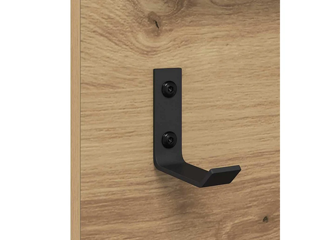 Perchero de pared con espejo, roble artesanal, 70 x 10 x 90 cm