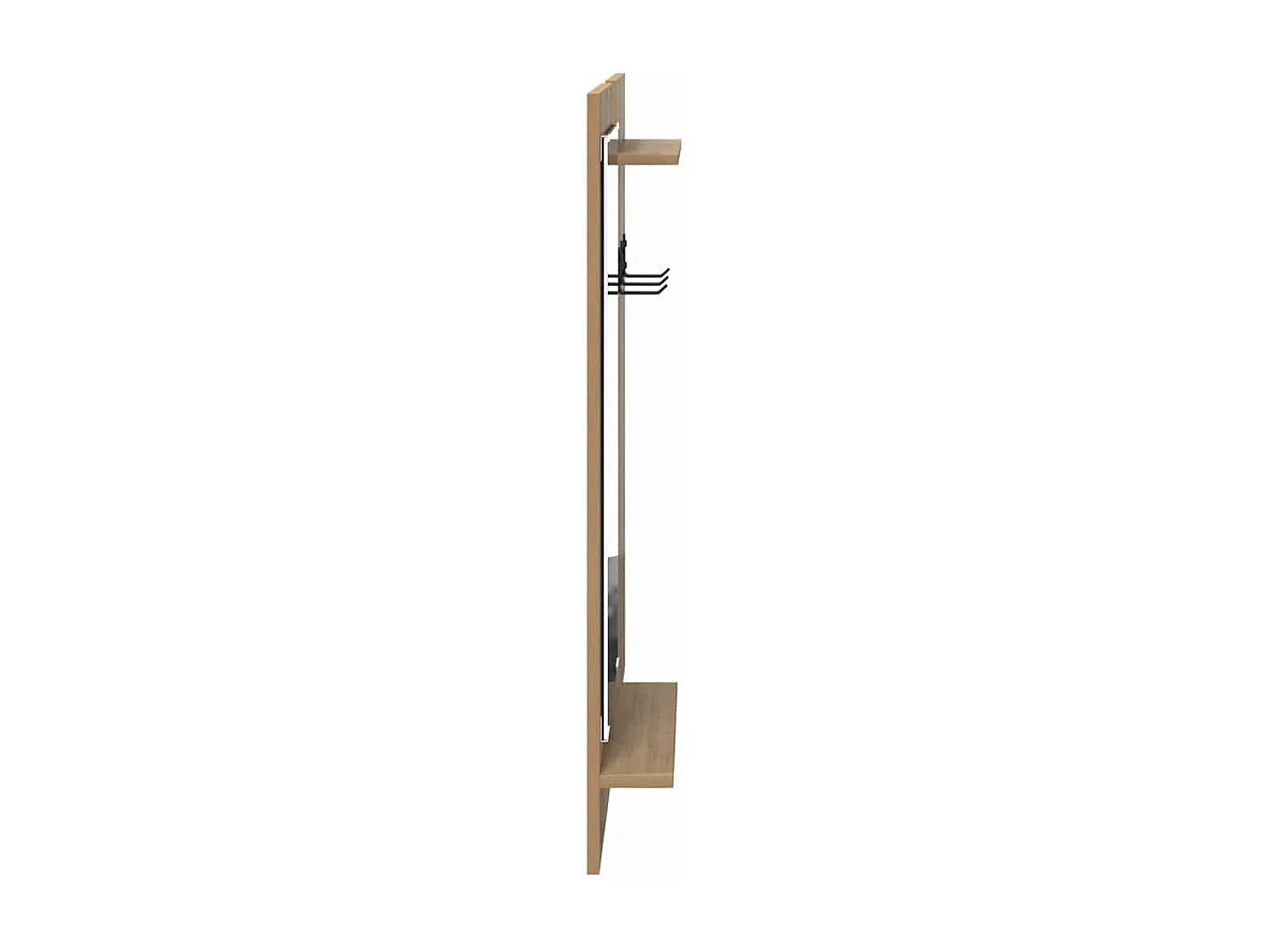 Appendiabiti da parete con specchio, rovere lavorato a mano, 70 x 10 x 90 cm