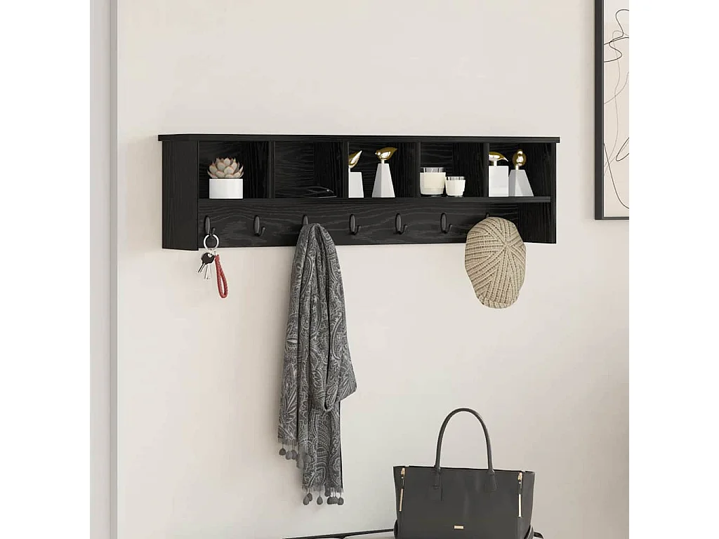 Porte-manteau mural avec étagère Chêne noir 100 x 16 x 26 cm