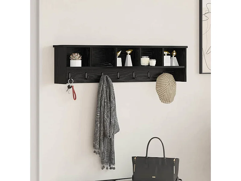 Porte-manteau mural avec étagère Chêne noir 100 x 16 x 26 cm
