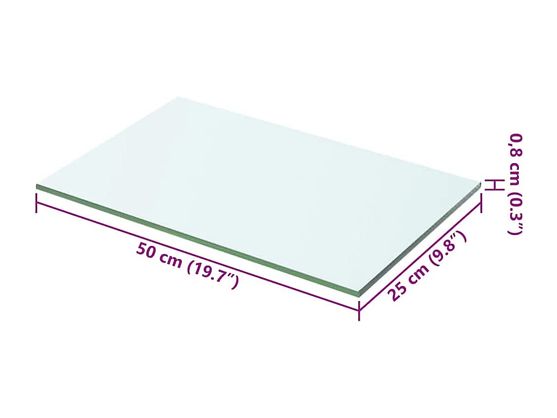 Plankpanelen 2 stuks transparant glas 50x25 cm